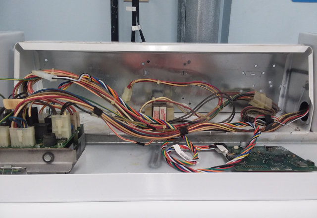 SDGX09WF dryer service panel, inside view